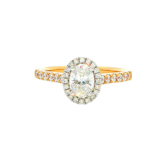Yellow Gold Oval Shaped Aurora Diamond Halo Ring - 0.88cts Gardiner Brothers
