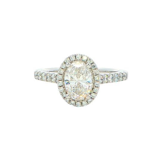 Platinum Aurora Oval Shaped Diamond Halo Ring - 1.27cts Gardiner Brothers