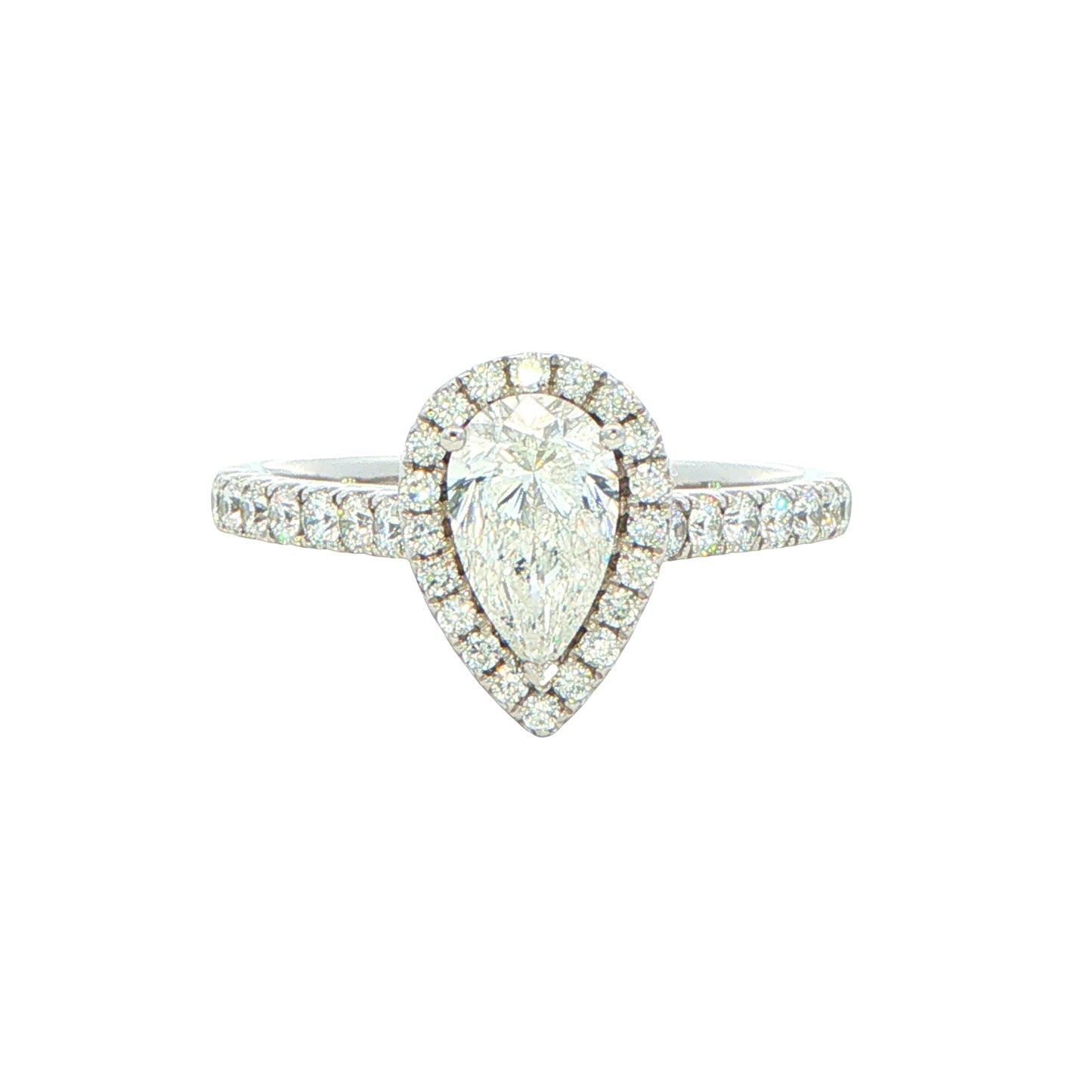 Platinum Pear shaped Aurora cut diamond halo style ring - 1.08cts Gardiner Brothers