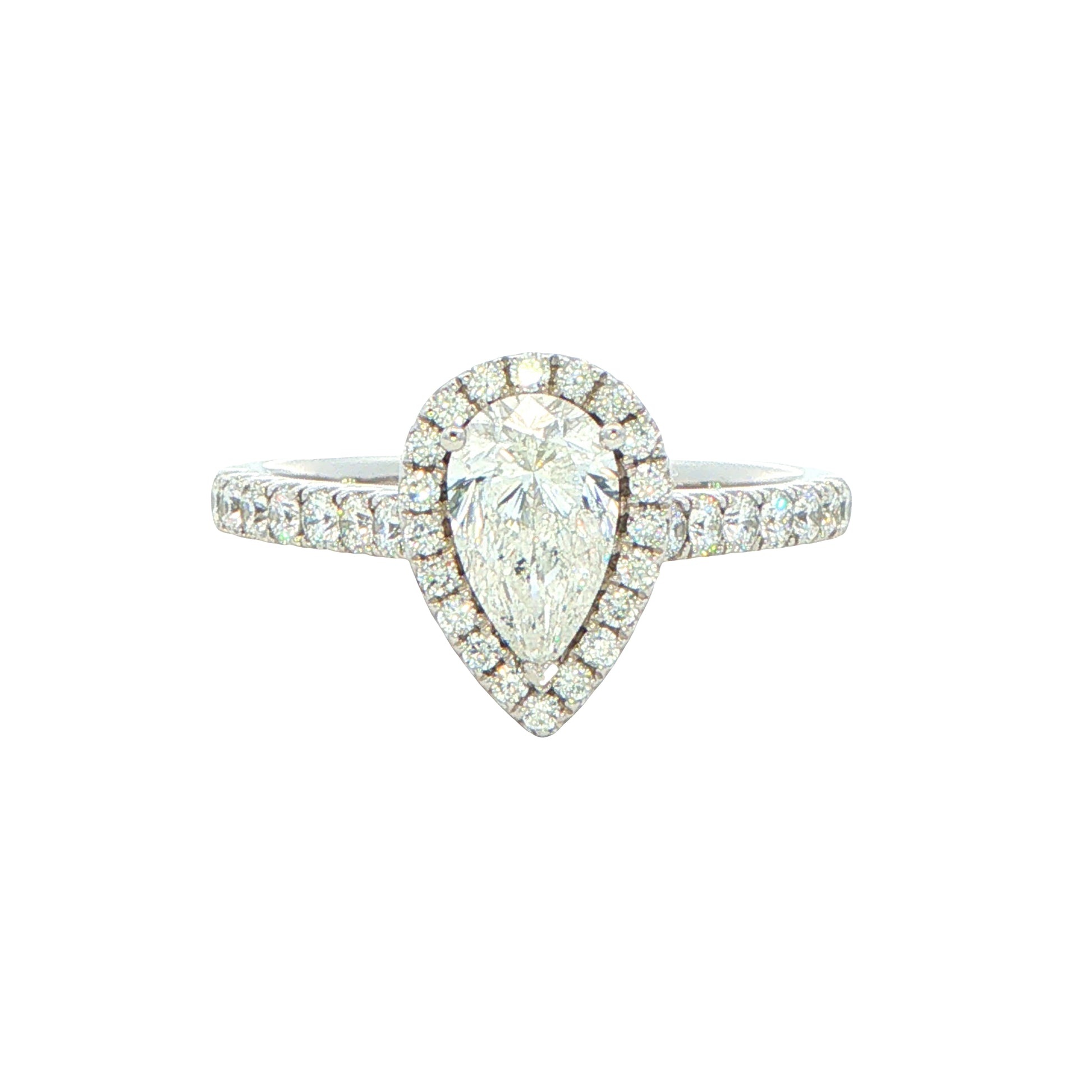 Platinum Pear shaped Aurora cut diamond halo style ring - 1.08cts Gardiner Brothers