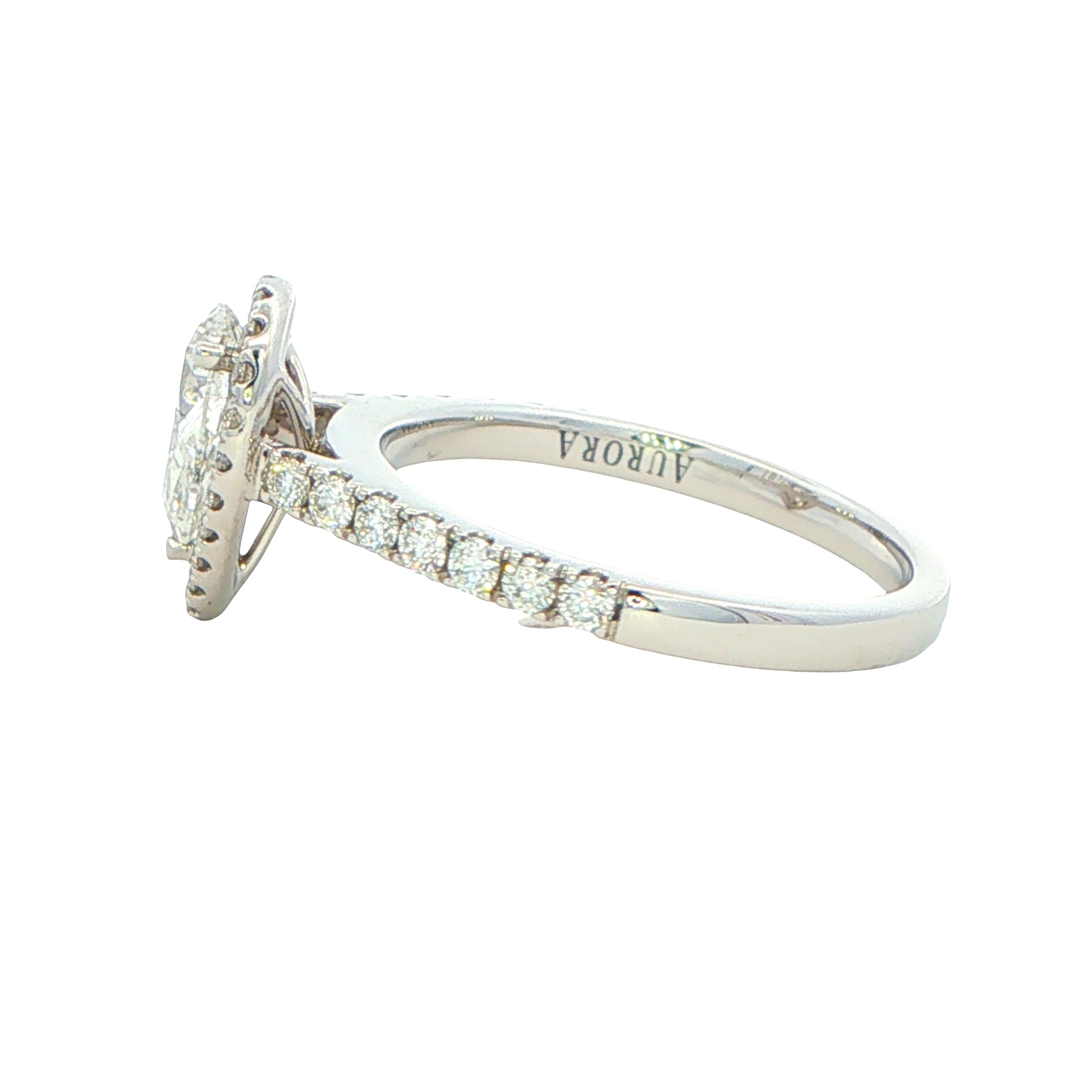 Platinum Pear shaped Aurora cut diamond halo style ring - 1.08cts Gardiner Brothers