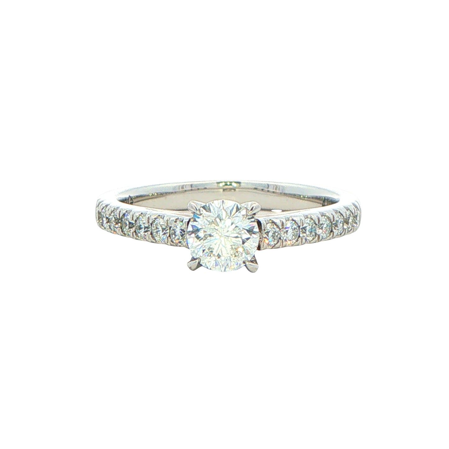 Platinum Aurora Cut Diamond Solitaire Ring With Diamond Set Shoulders - 0.70cts Gardiner Brothers