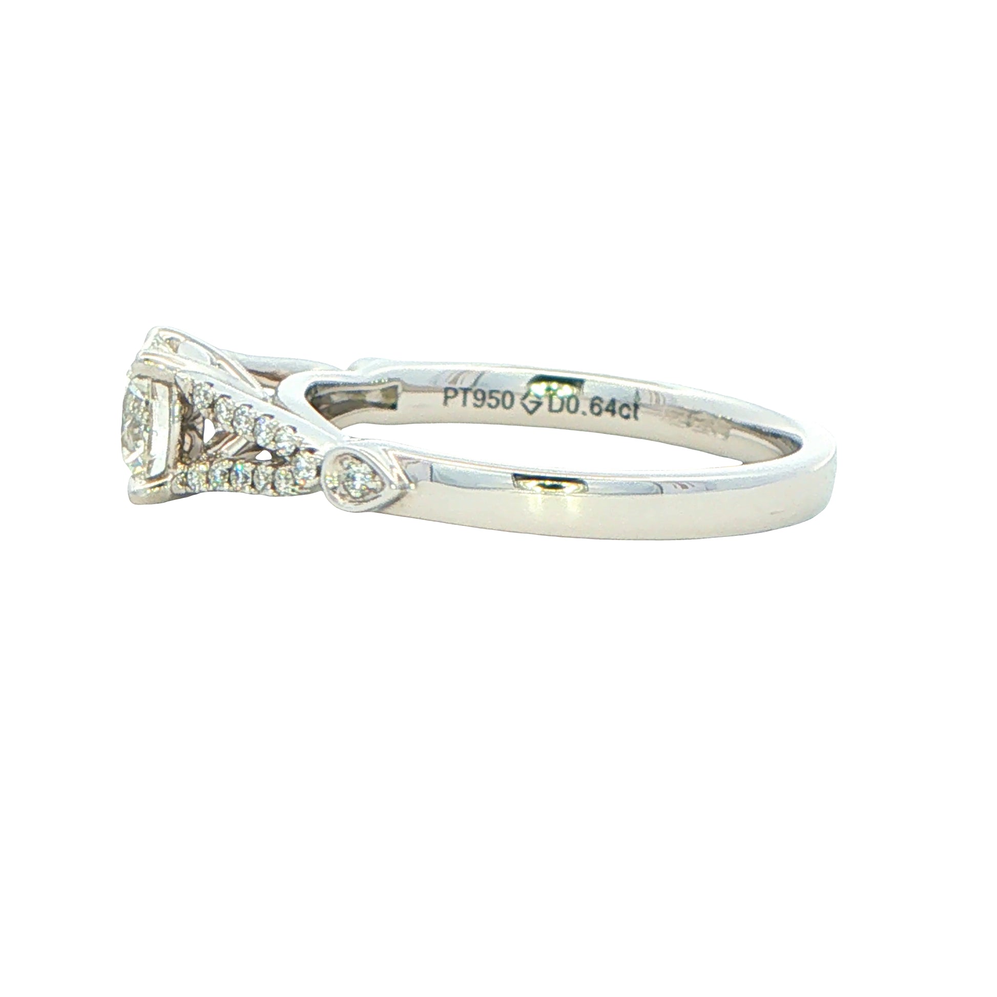 Platinum Aurora Cut Diamond Solitaire With Split Diamond Set Shoulders - 0.74cts Gardiner Brothers