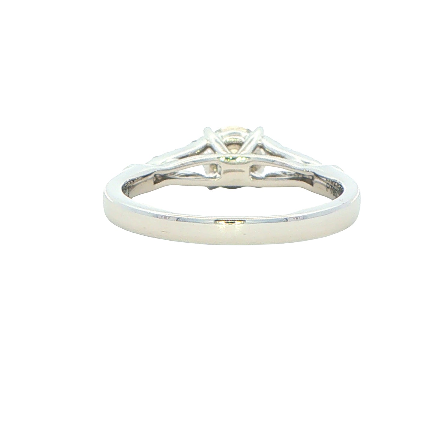 Platinum Aurora Cut Diamond Solitaire With Split Diamond Set Shoulders - 0.74cts Gardiner Brothers