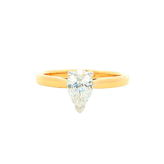 Yellow Gold Aurora Pear Shaped Diamond Solitaire Ring - 0.70cts Gardiner Brothers