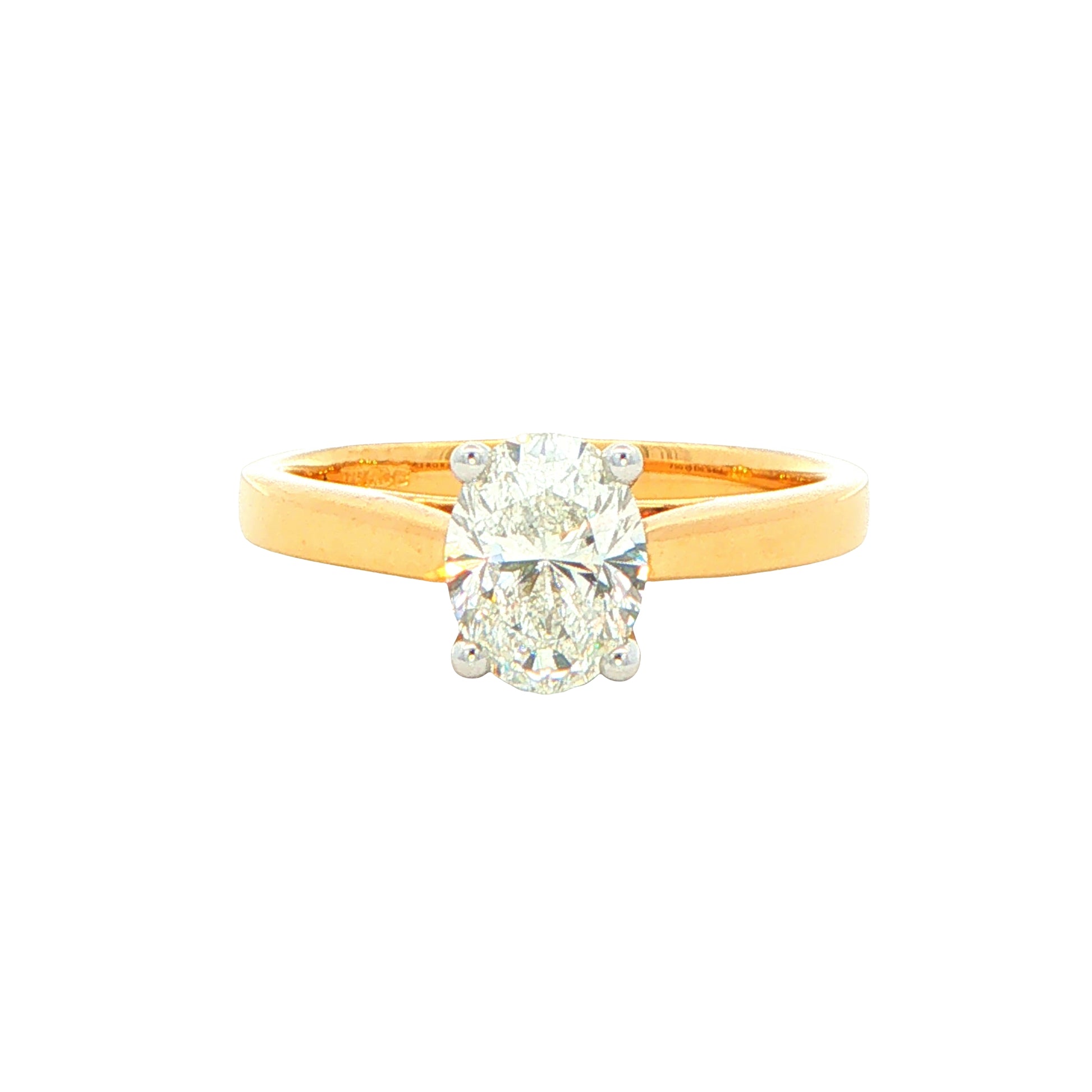 Yellow Gold Aurora Oval Shaped Diamond Solitaire Ring - 0.94cts Gardiner Brothers