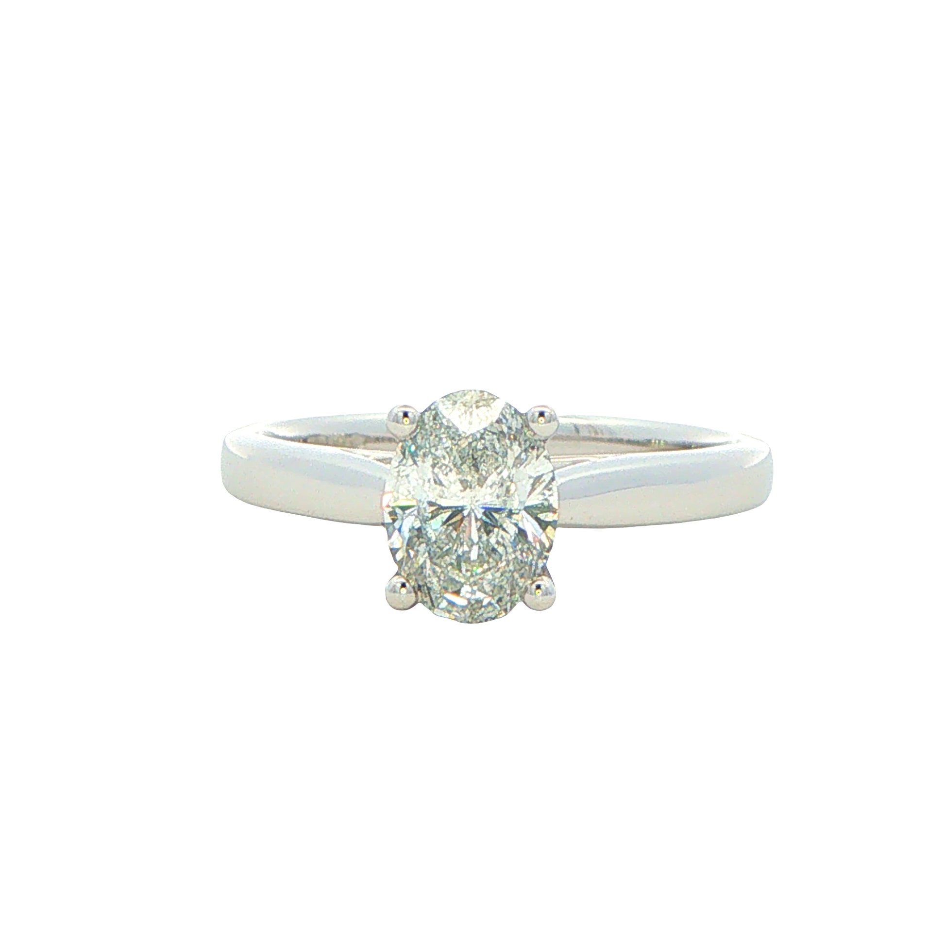 Platinum Oval Shaped Aurora Cut Diamond Solitaire Ring - 0.90cts Gardiner Brothers