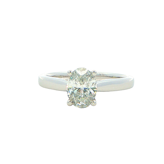 Platinum Oval Shaped Aurora Cut Diamond Solitaire Ring - 0.90cts Gardiner Brothers