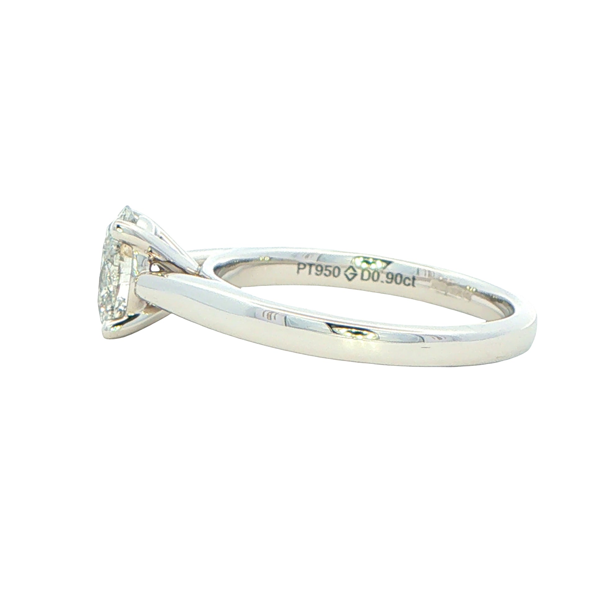 Platinum Oval Shaped Aurora Cut Diamond Solitaire Ring - 0.90cts Gardiner Brothers