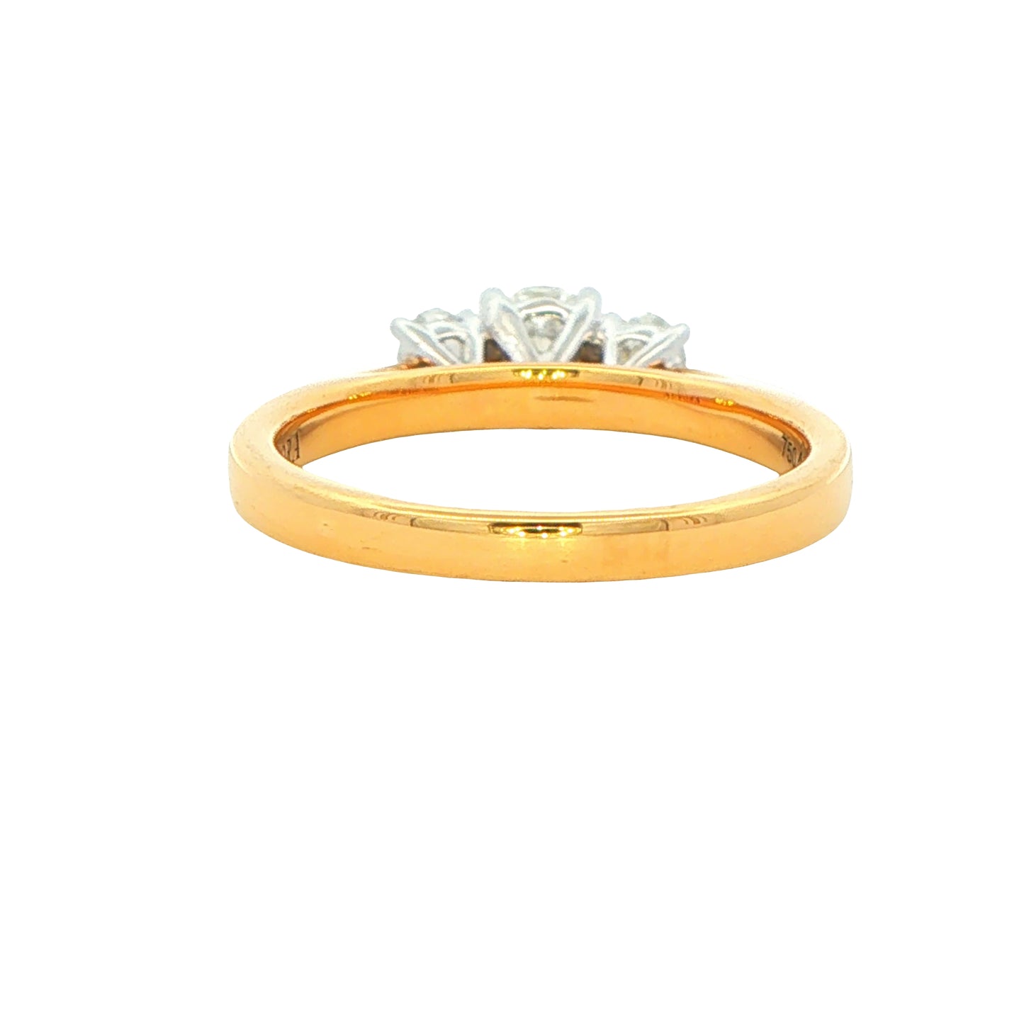 Yellow Gold Oval Aurora Cut Diamond 3 Stone Ring - 0.75cts Gardiner Brothers