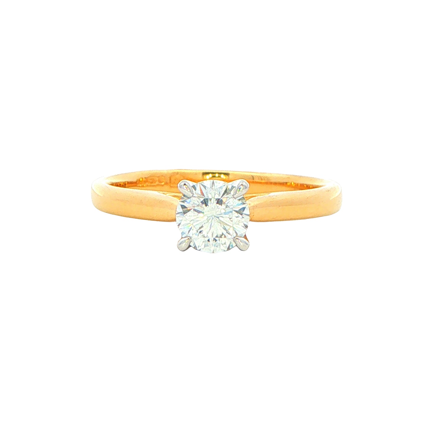 Yellow Gold Aurora Round Brilliant cut diamond solitaire ring - 0.53cts Gardiner Brothers