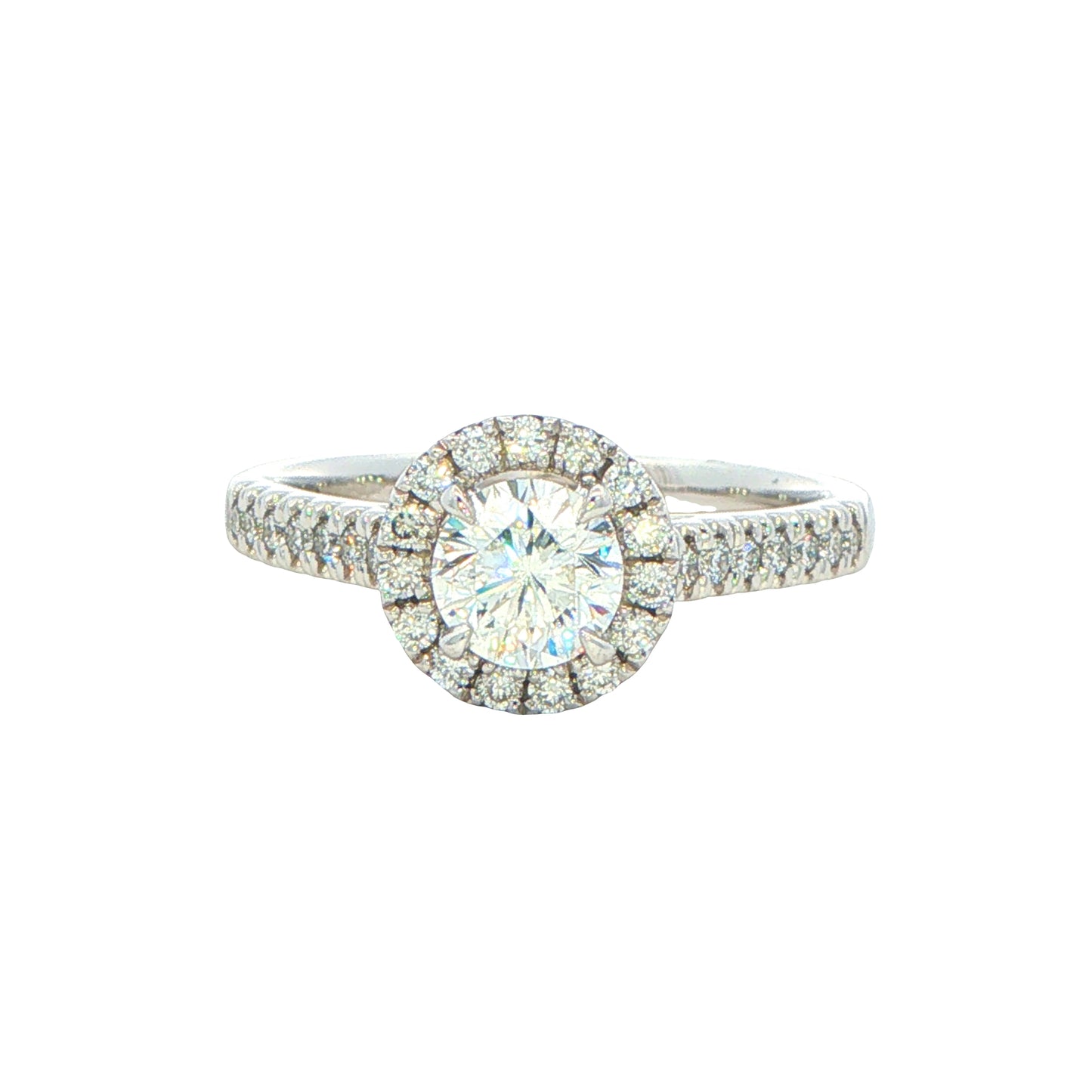 Platinum Aurora Cut Diamond Halo Ring - 0.91cts Gardiner Brothers