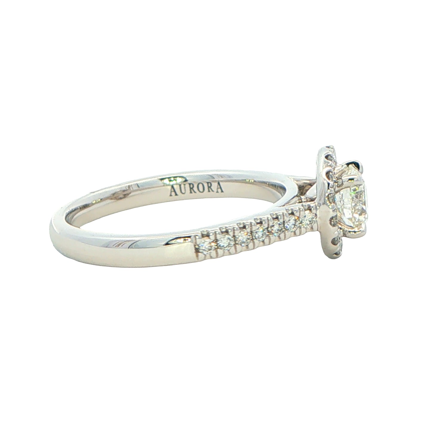 Platinum Aurora Cut Diamond Halo Ring - 0.91cts Gardiner Brothers