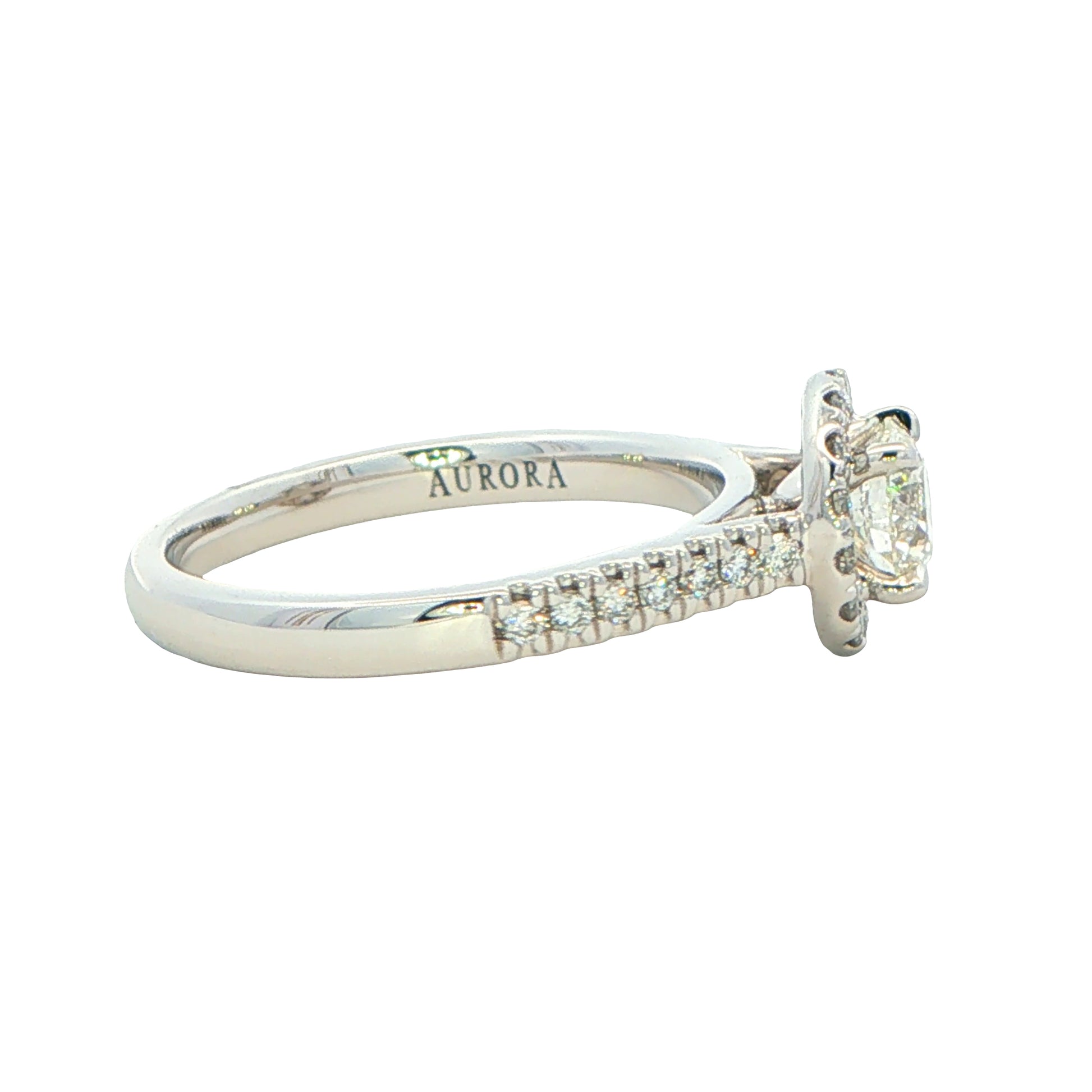 Platinum Aurora Cut Diamond Halo Ring - 0.91cts Gardiner Brothers