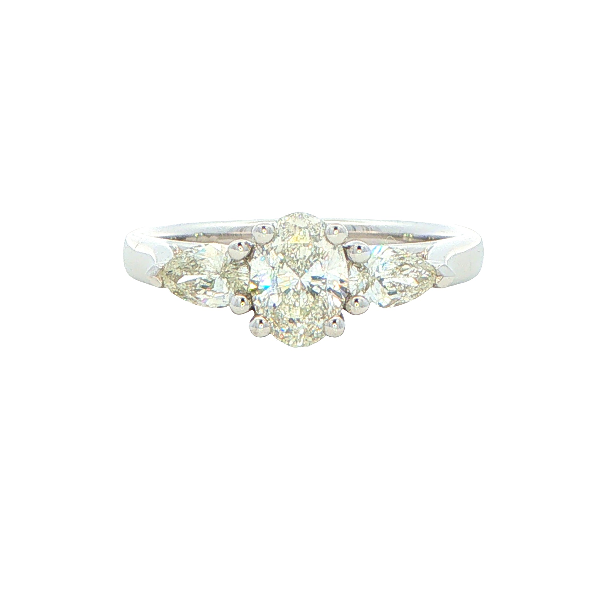 Platinum Aurora Oval and Pear Shaped Diamond 3 Stone ring - 1.00cts Gardiner Brothers