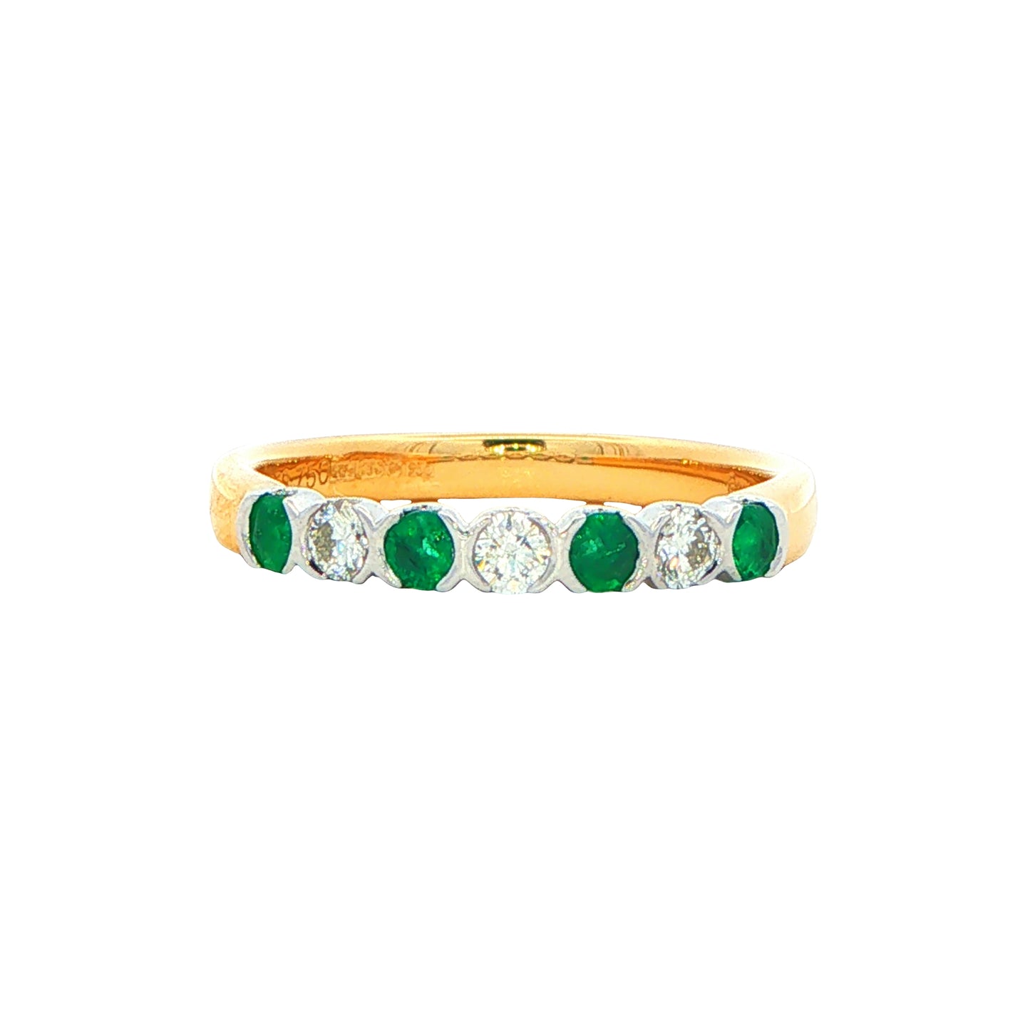 Emerald and Diamond 7 Stone Ring Gardiner Brothers