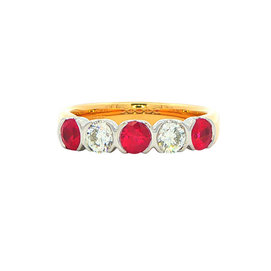 Ruby and Diamond 5 Stone Ring Gardiner Brothers