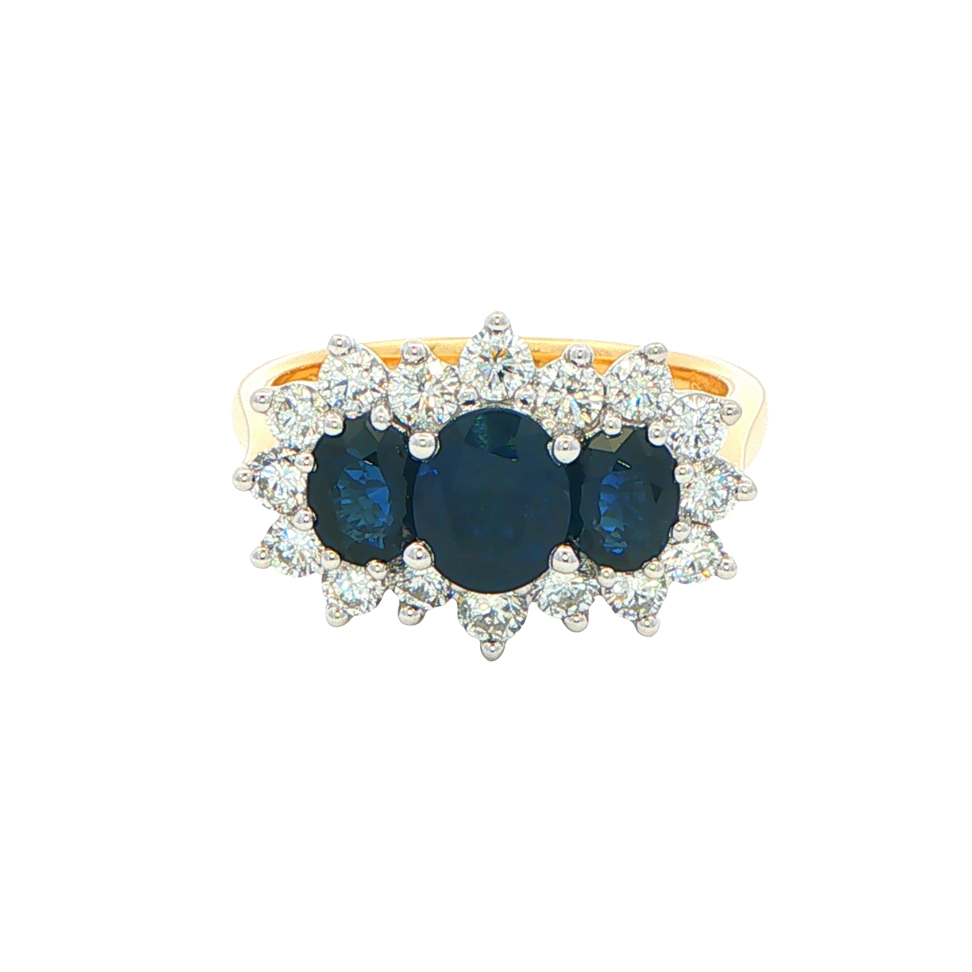 Oval Shaped Sapphire and Diamond Cluster Style Ring Gardiner Brothers