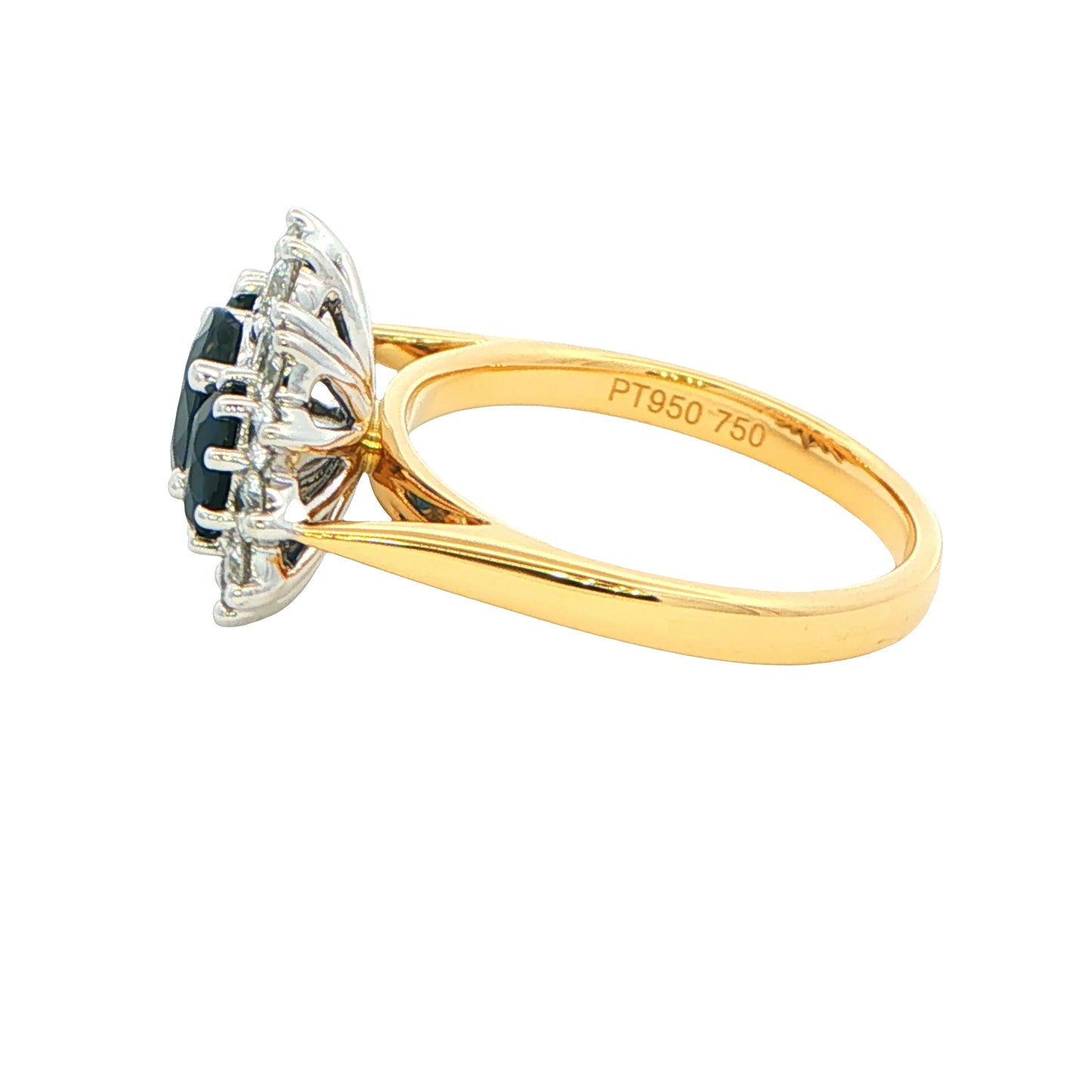 Oval Shaped Sapphire and Diamond Cluster Style Ring Gardiner Brothers