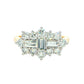 Yellow Gold Emerald and Round Brilliant Cut Diamond Cluster Ring - 2.10cts Gardiner Brothers
