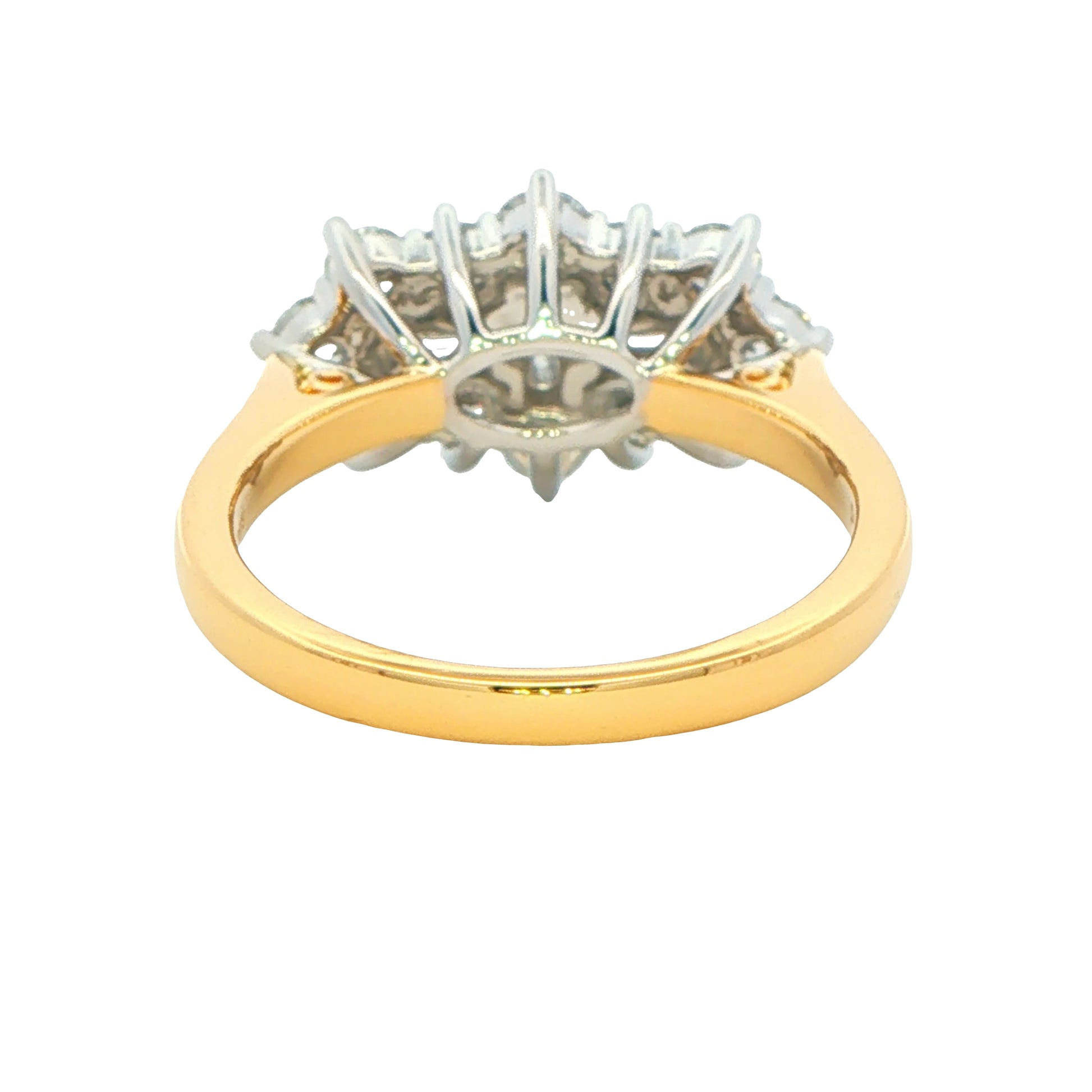 Yellow Gold Emerald and Round Brilliant Cut Diamond Cluster Ring - 2.10cts Gardiner Brothers