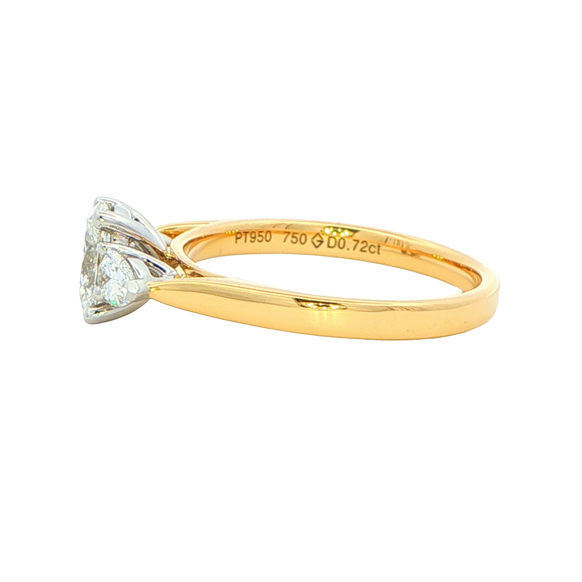 Yellow Gold Aurora Oval and Pear Shaped Diamond 3 Stone Ring - 1.05cts Gardiner Brothers