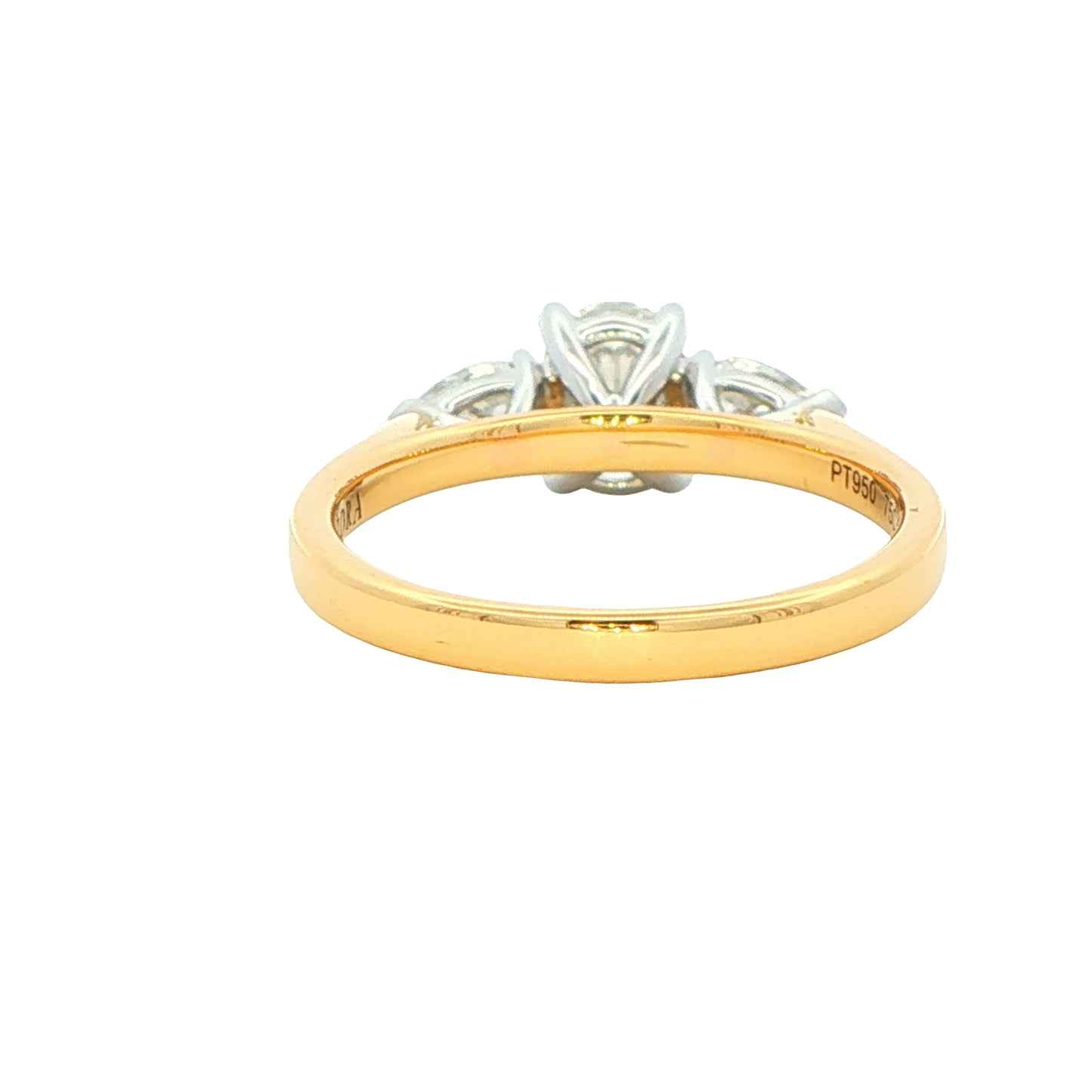Yellow Gold Aurora Oval and Pear Shaped Diamond 3 Stone Ring - 1.05cts Gardiner Brothers