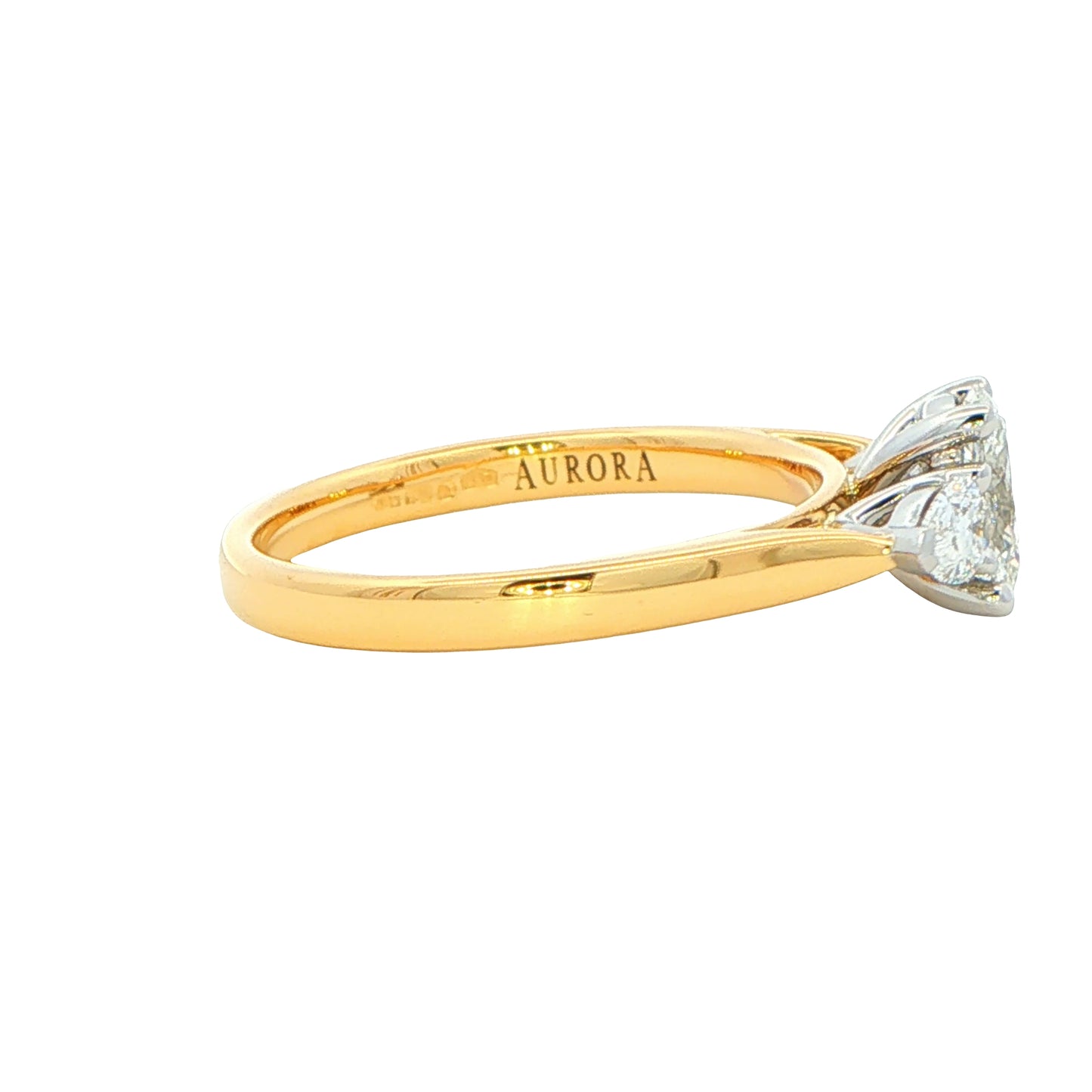 Yellow Gold Aurora Oval and Pear Shaped Diamond 3 Stone Ring - 1.05cts Gardiner Brothers