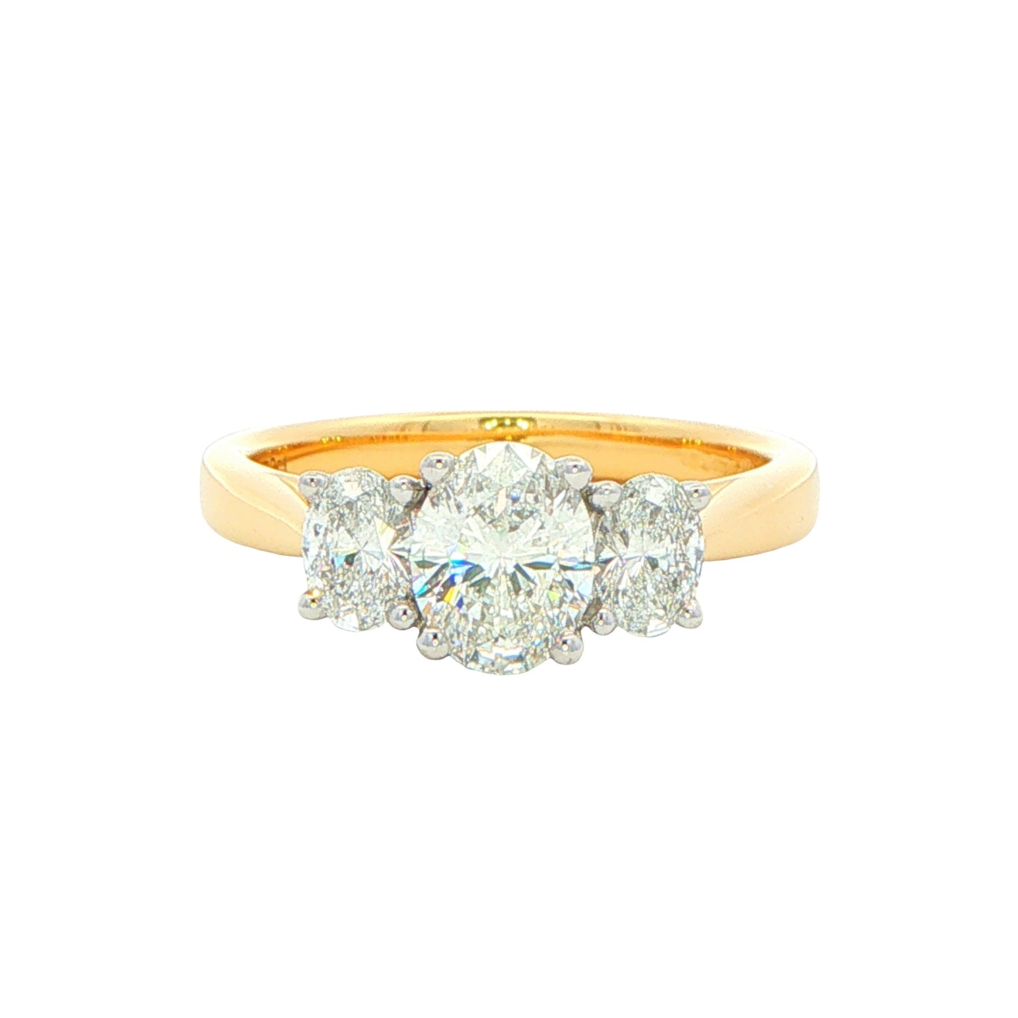 Yellow Gold Aurora Oval Shaped Diamond 3 Stone Ring - 1.17cts Gardiner Brothers