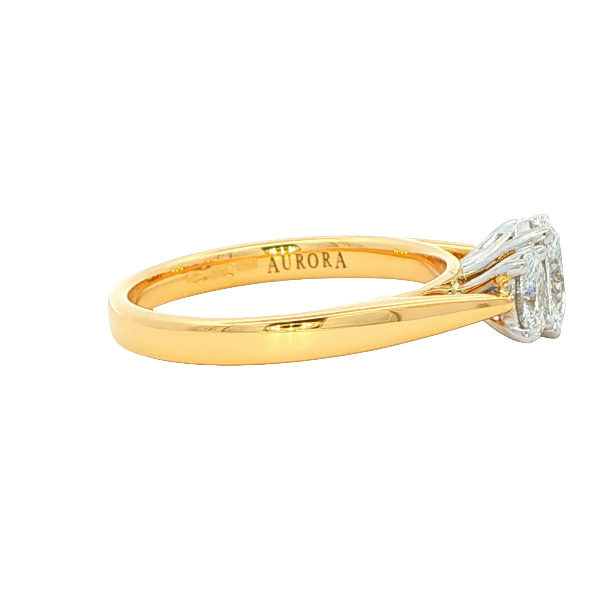 Yellow Gold Aurora Oval Shaped Diamond 3 Stone Ring - 1.17cts Gardiner Brothers