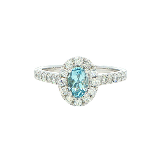 Aquamarine and Diamond Halo Style Ring Gardiner Brothers
