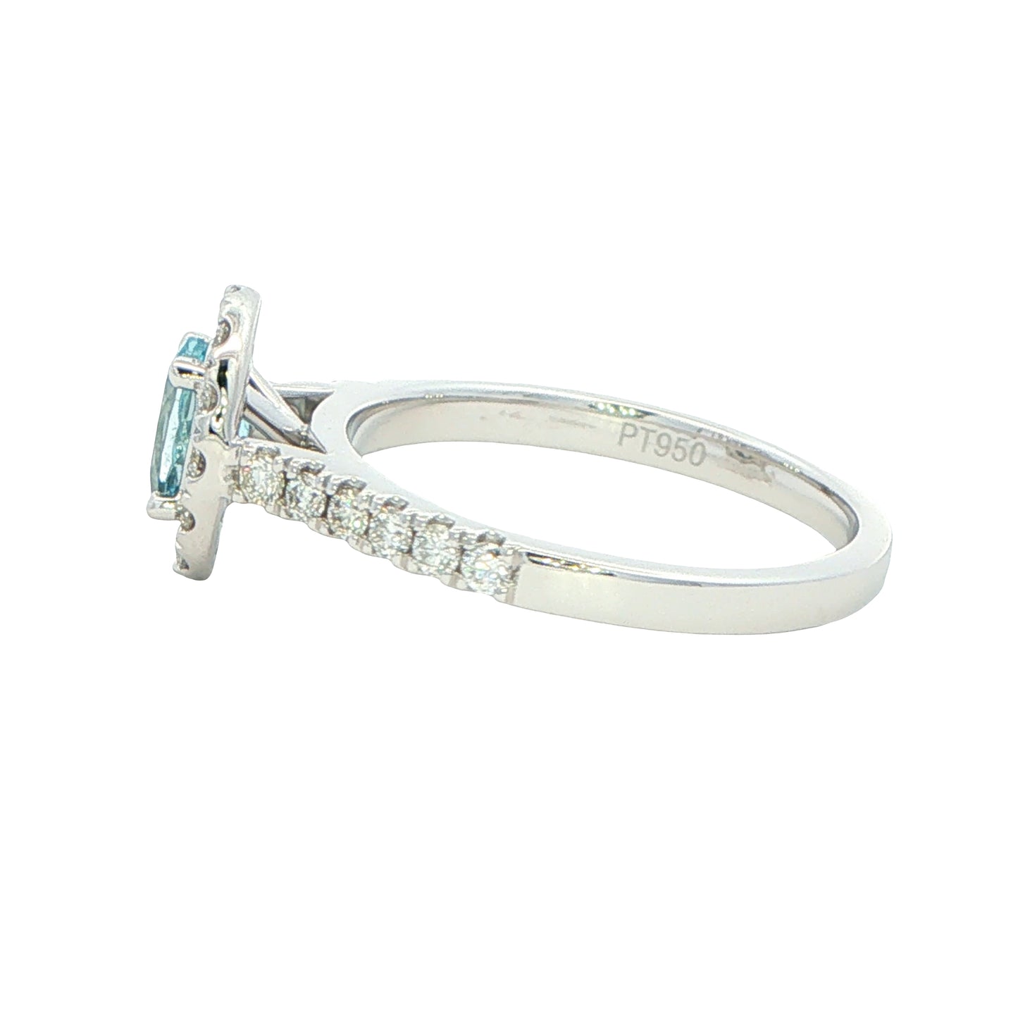Aquamarine and Diamond Halo Style Ring