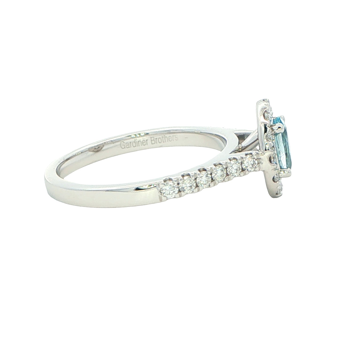 Aquamarine and Diamond Halo Style Ring