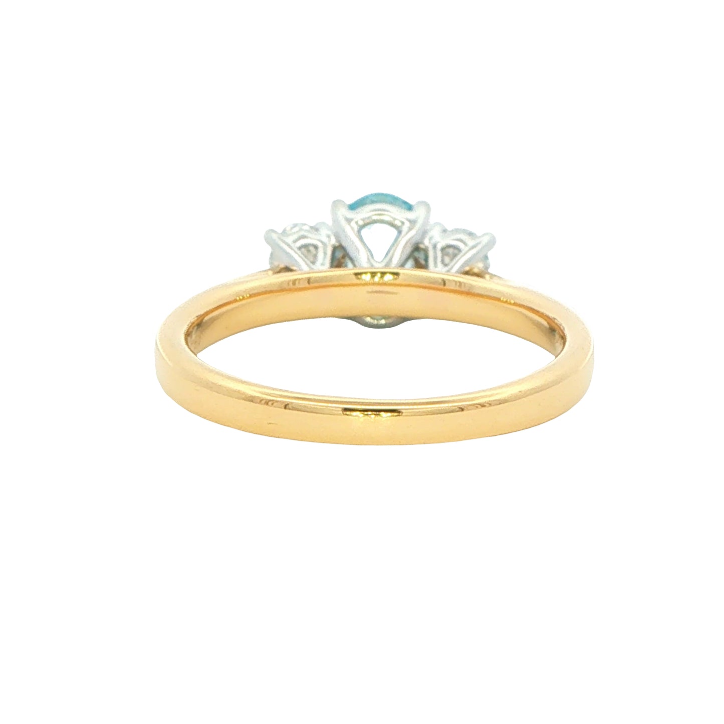 Aquamarine and diamond oval shaped 3 stone ring