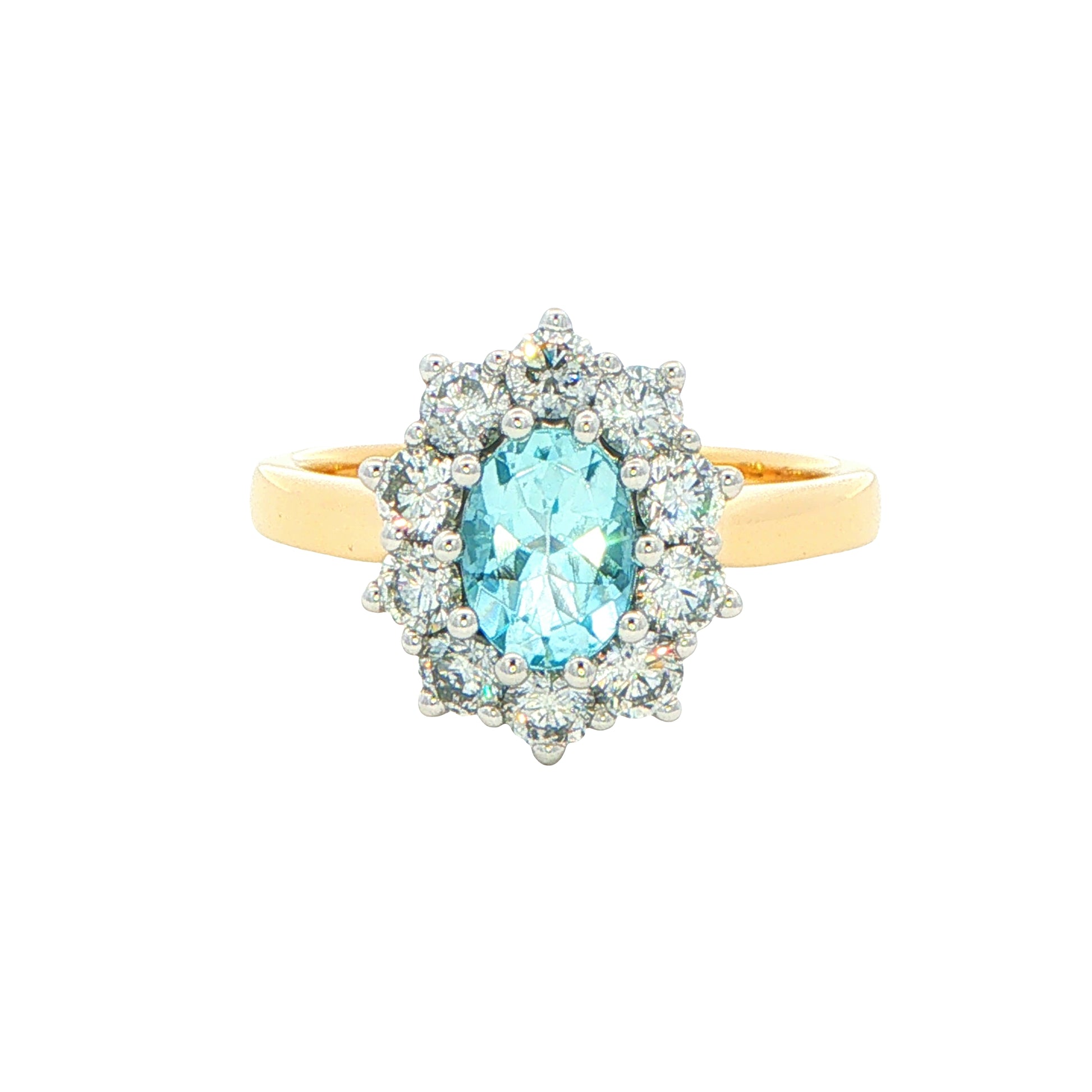 Aquamarine and Diamond Cluster Style Ring Gardiner Brothers