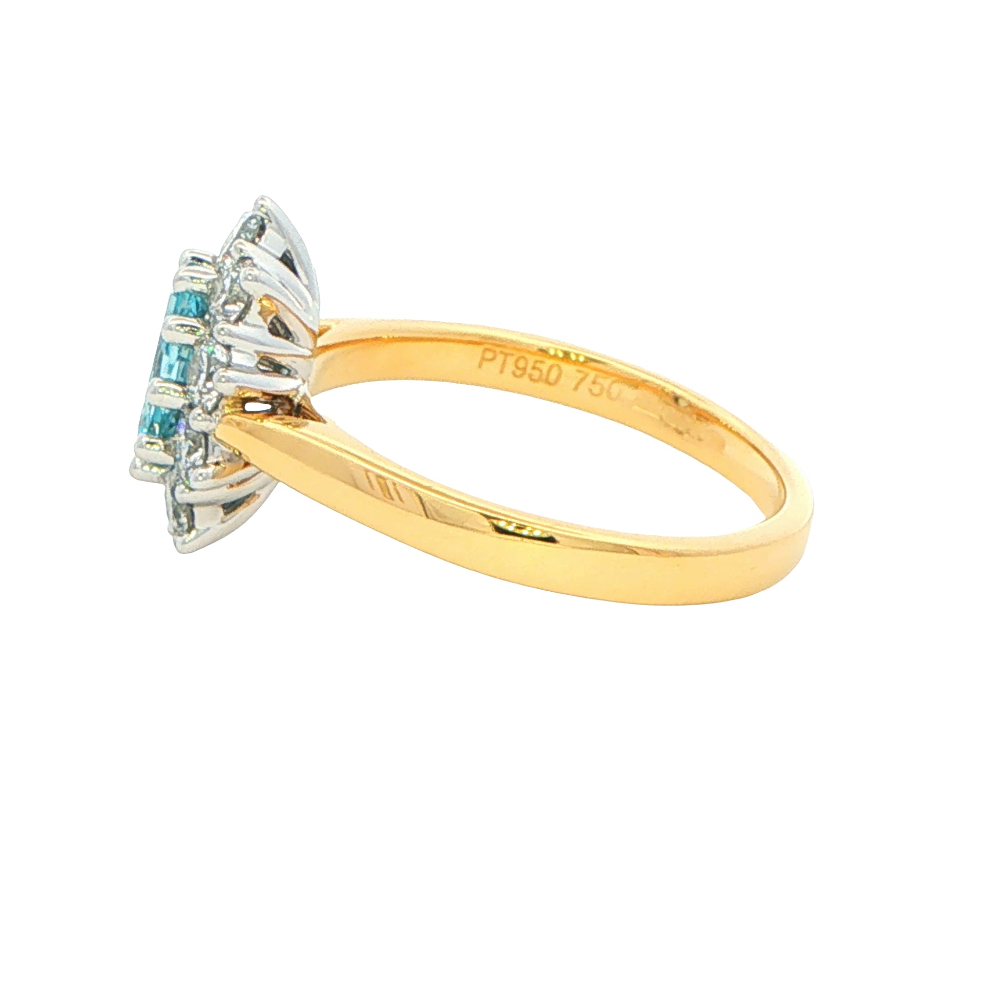 Aquamarine and Diamond Cluster Style Ring Gardiner Brothers