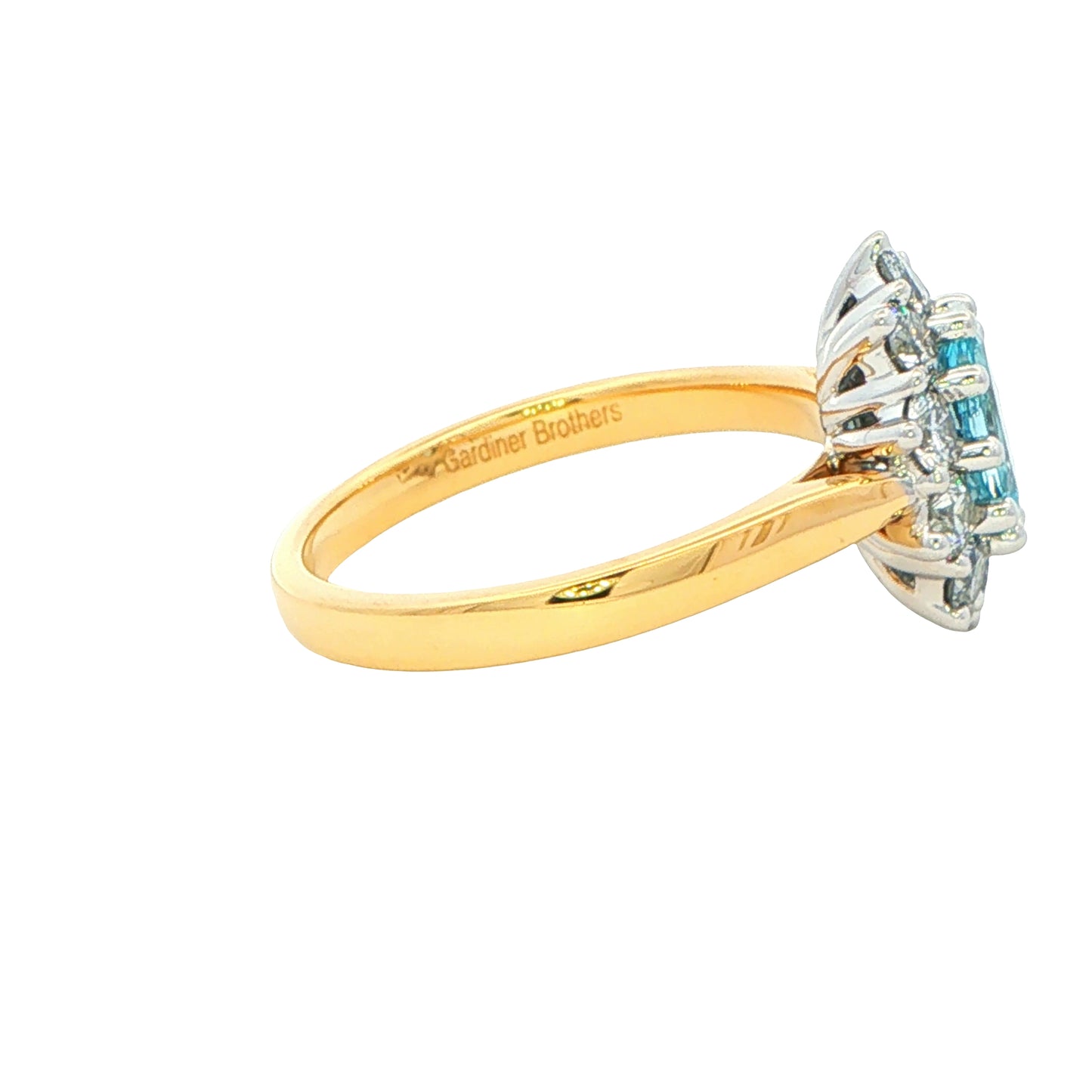 Aquamarine and Diamond Cluster Style Ring Gardiner Brothers