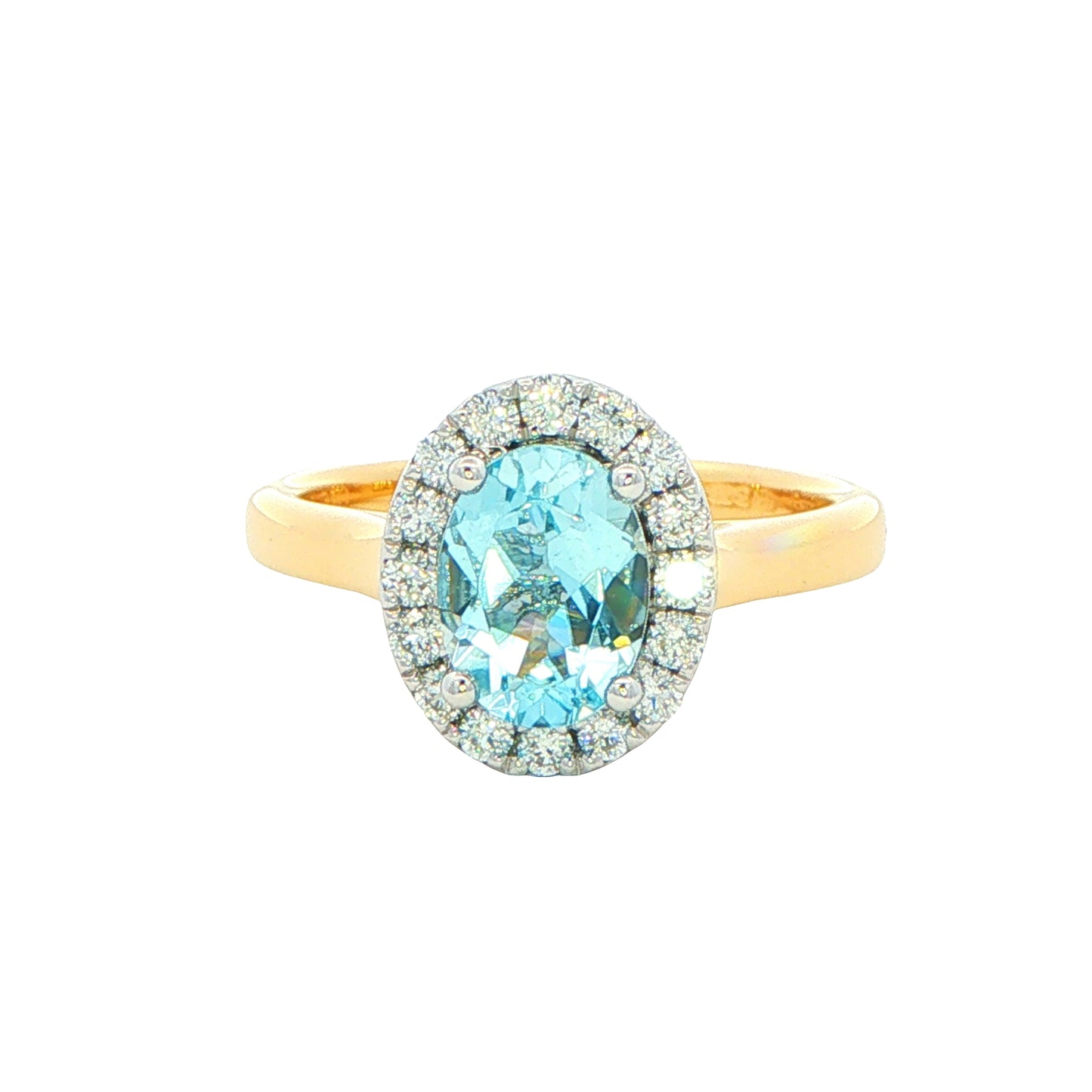 Aquamarine and Diamond Halo Style Ring