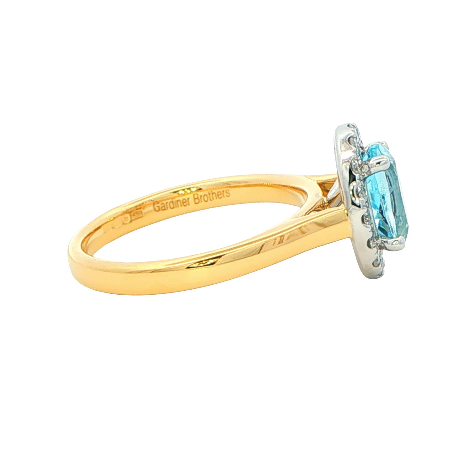 Aquamarine and Diamond Halo Style Ring