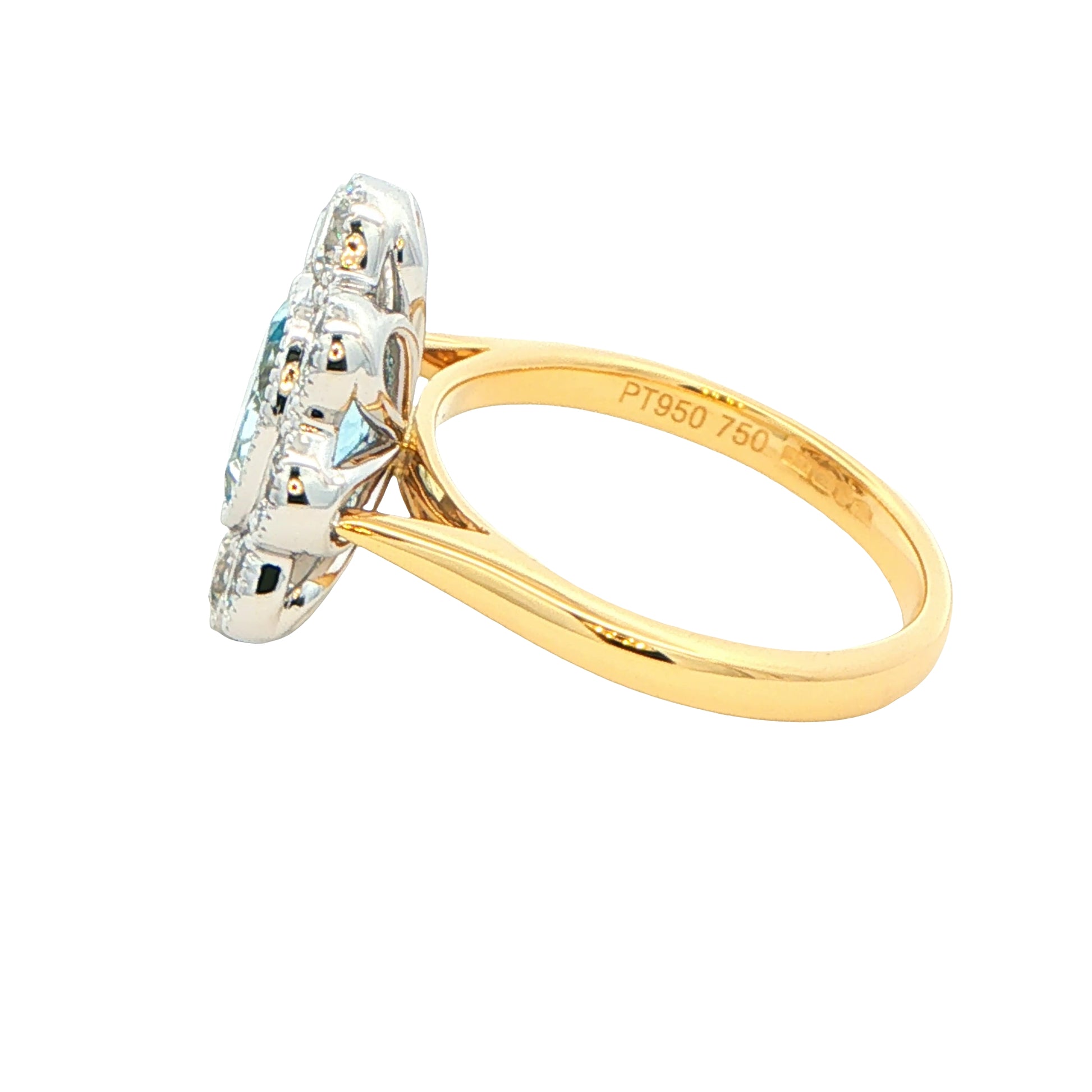 Aquamarine and Diamond Vintage Style Cluster Ring Gardiner Brothers