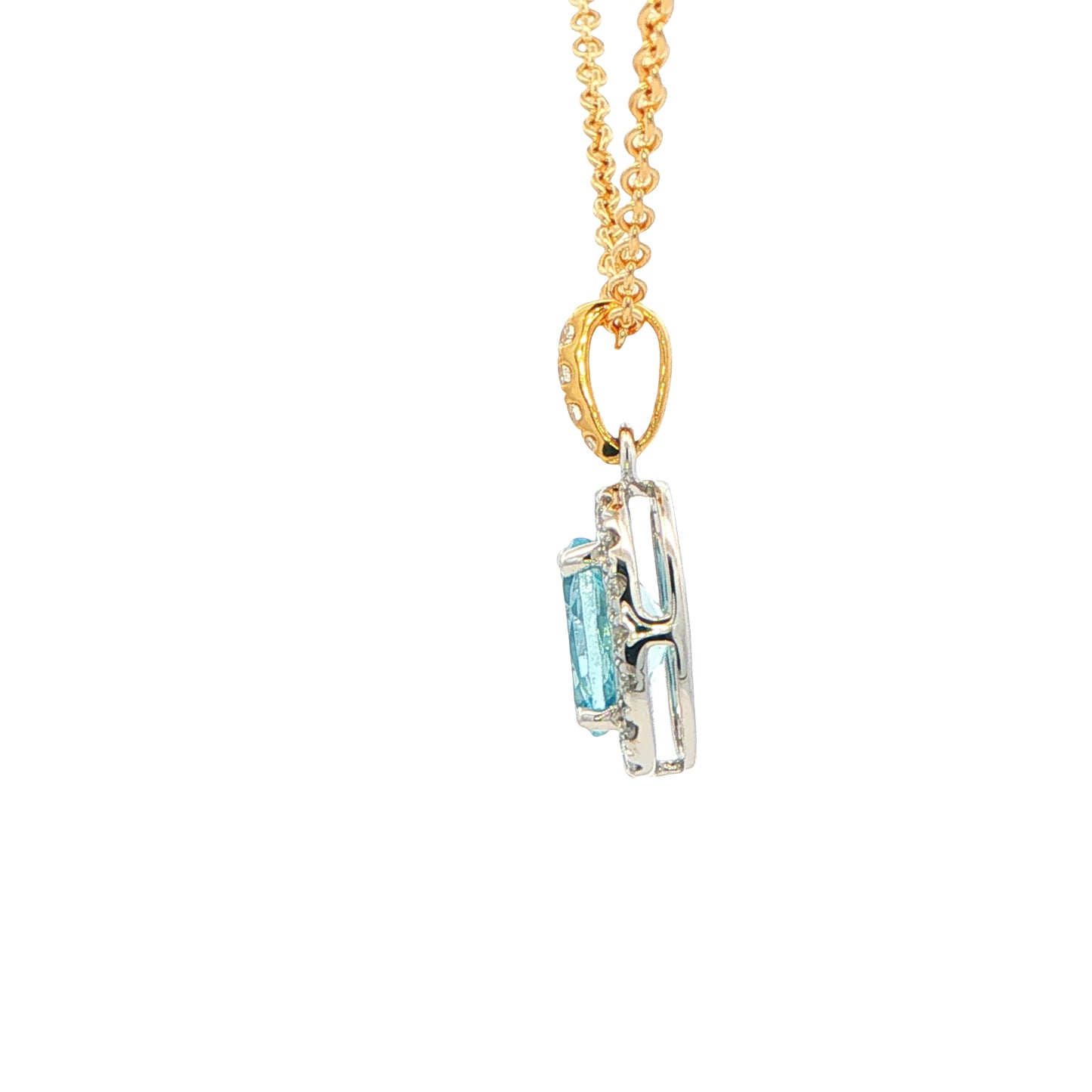 Aquamarine and Diamond Halo Style Pendant Gardiner Brothers