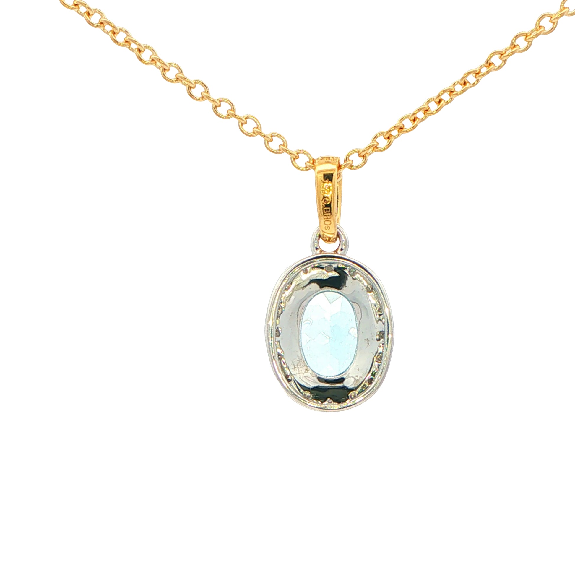 Aquamarine and Diamond Halo Style Pendant Gardiner Brothers