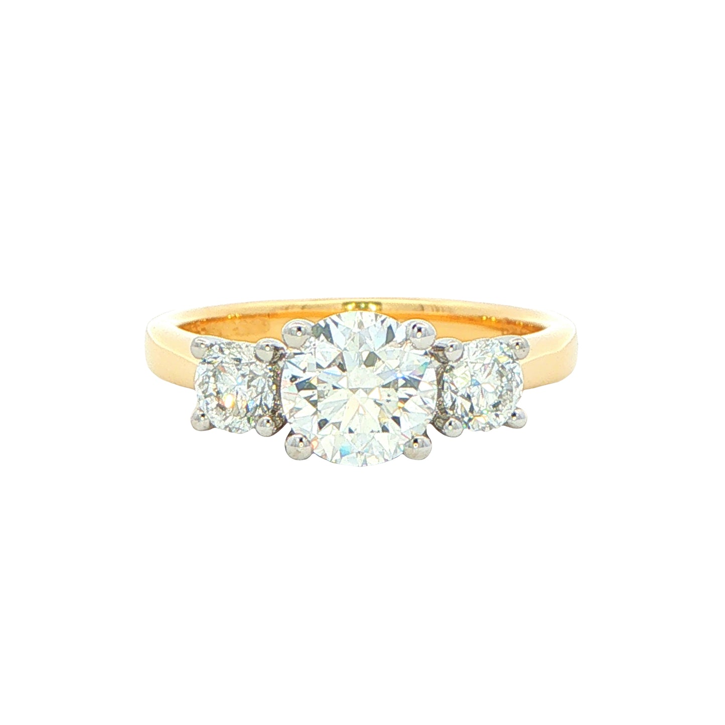 Yellow Gold Round Brilliant Cut Diamond 3 Stone Ring - 1.50cts Gardiner Brothers