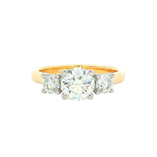 Yellow Gold Round Brilliant Cut Diamond 3 Stone Ring - 1.50cts Gardiner Brothers