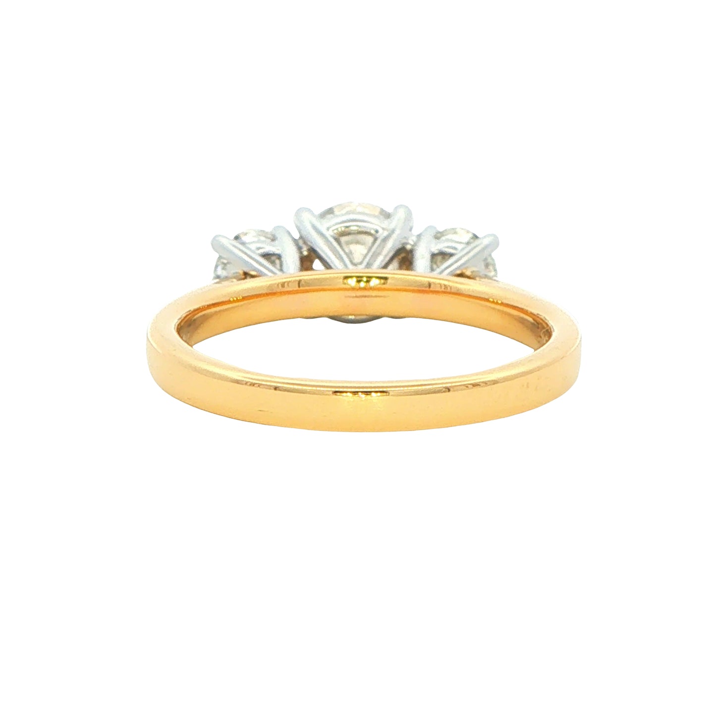 Yellow Gold Round Brilliant Cut Diamond 3 Stone Ring - 1.60cts