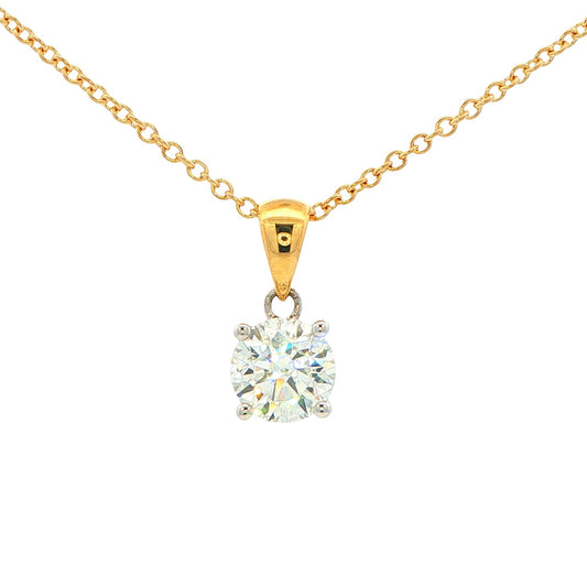 Round Brilliant Cut Diamond Solitaire Pendant - 1.20cts Gardiner Brothers