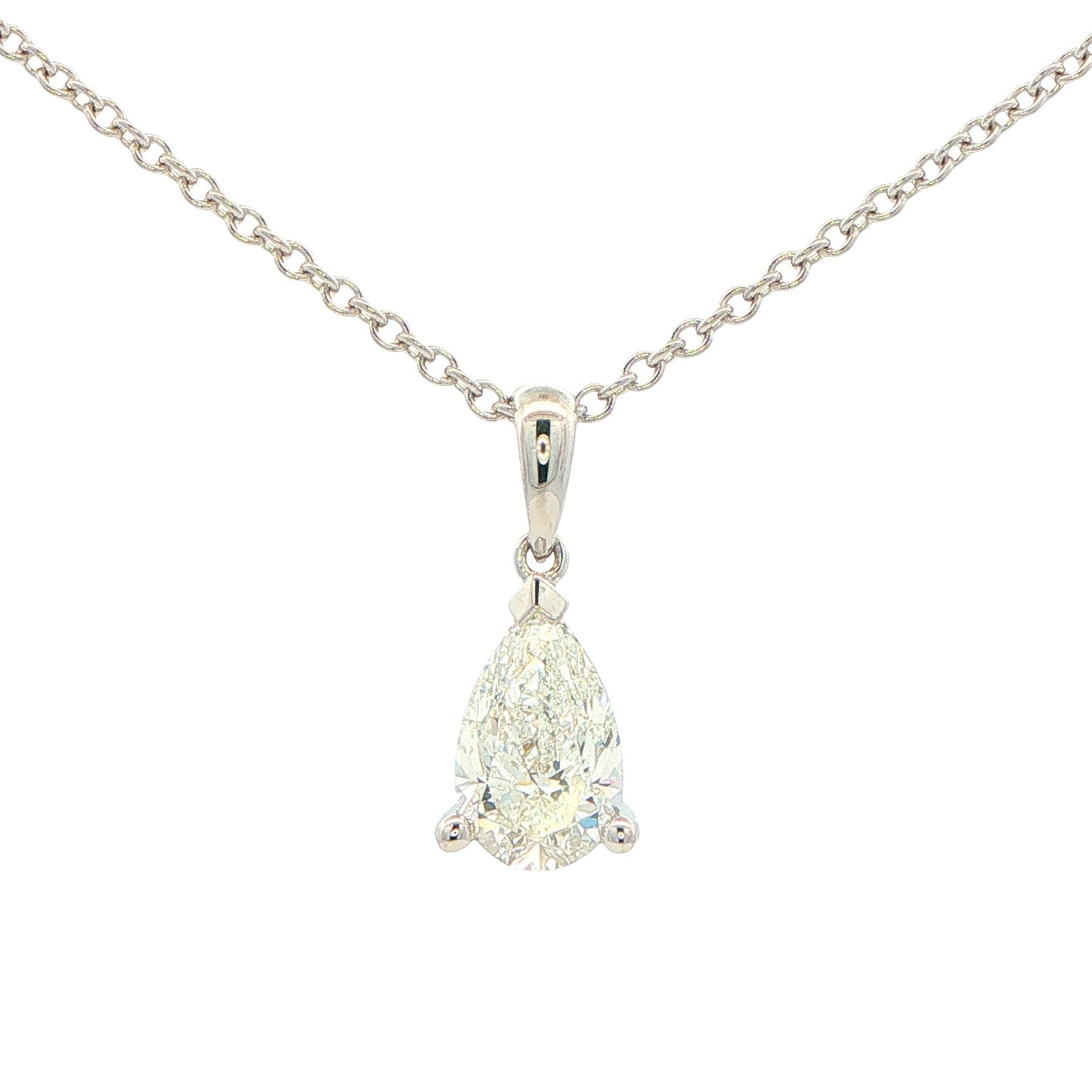 Pear Shaped Diamond Solitaire Pendant - 1.21cts