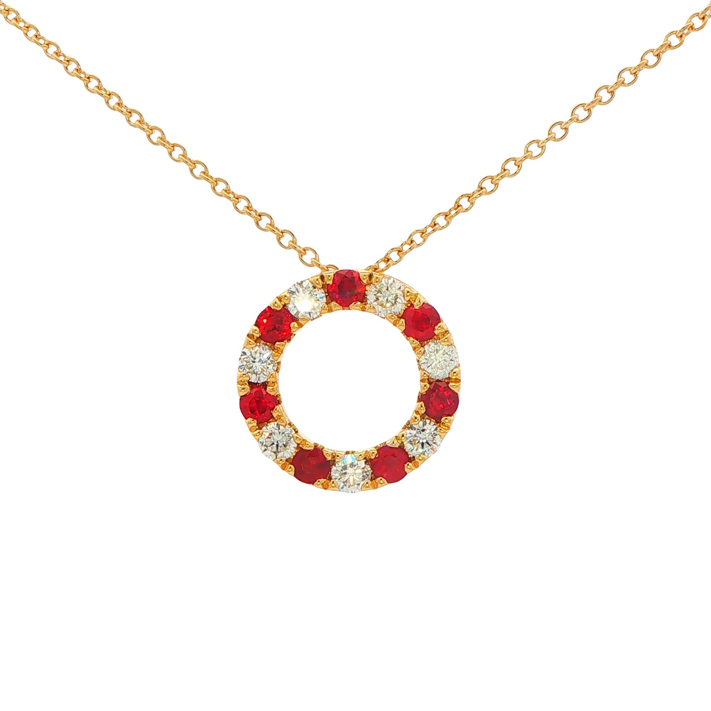 Ruby and Diamond Circle Pendant Gardiner Brothers