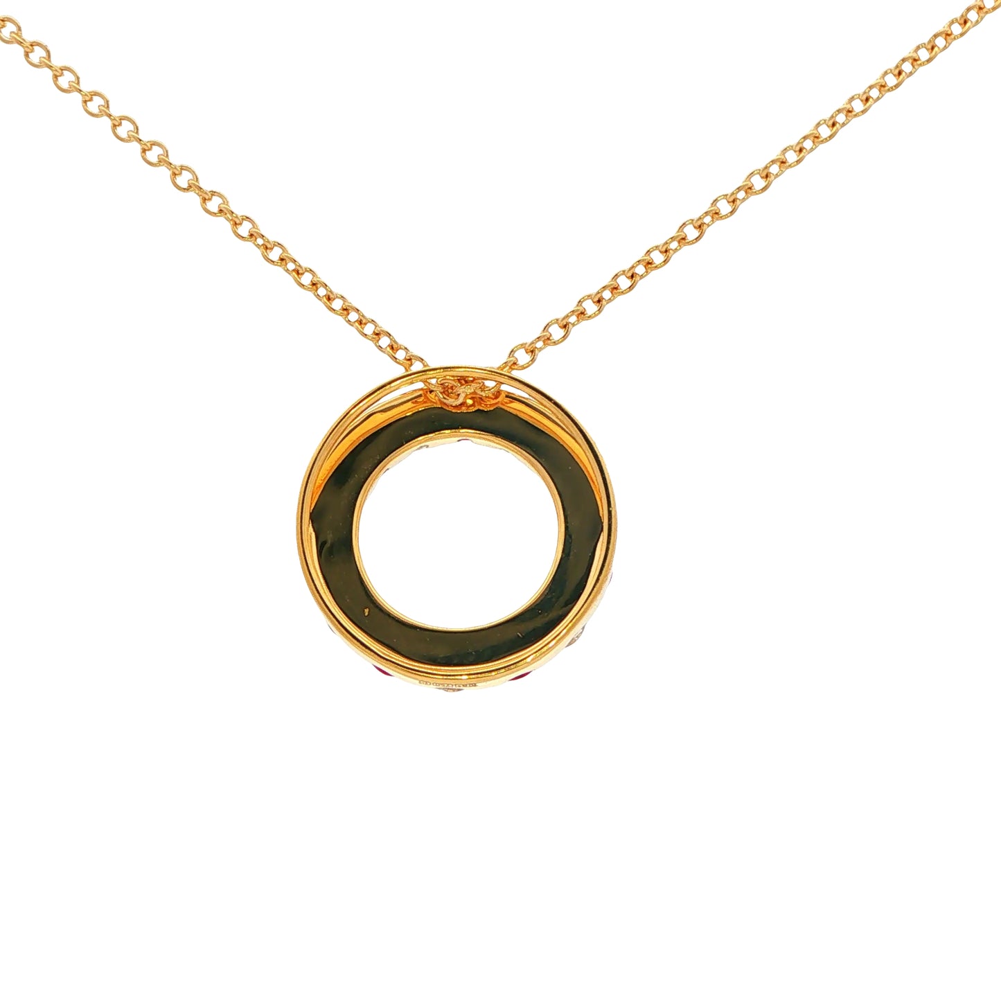 Ruby and Diamond Circle Pendant Gardiner Brothers