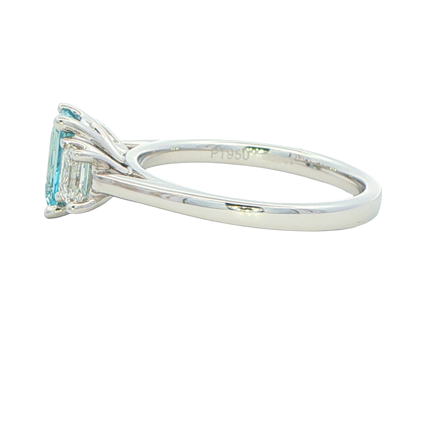 Aquamarine and Emerald Cut Diamond 3 Stone Ring Gardiner Brothers